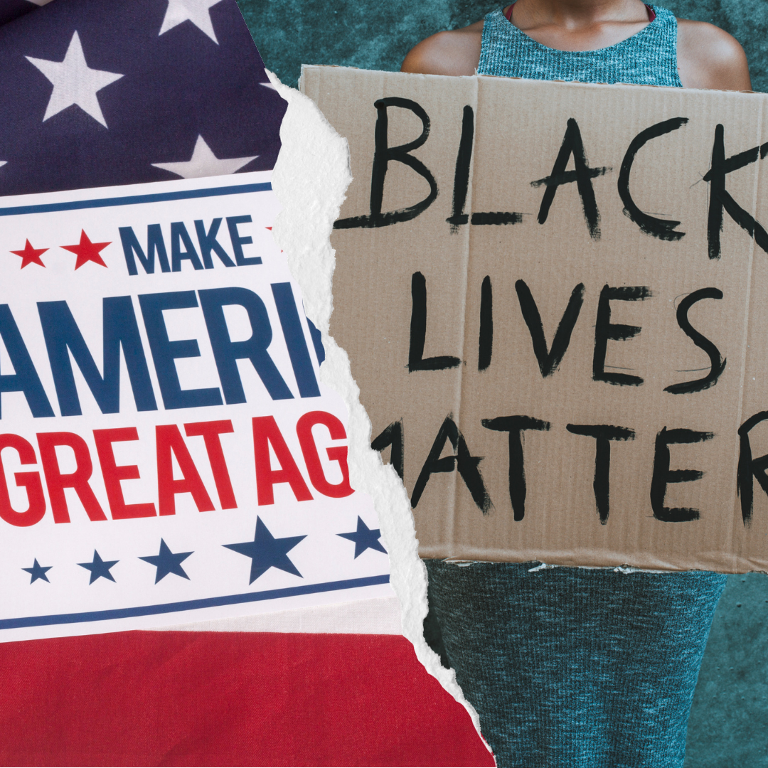 Maga and Black Lives Matter slogans