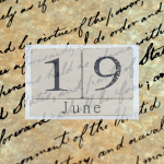 text that says 19 June overlay on a picture of the emancipation proclamation