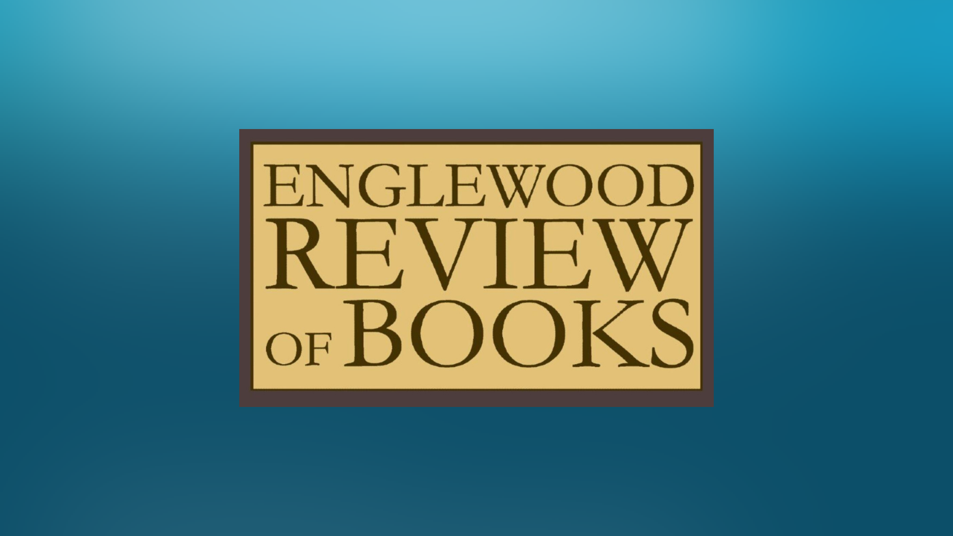 gradient blue graphic with the Englewood Review of Books logo