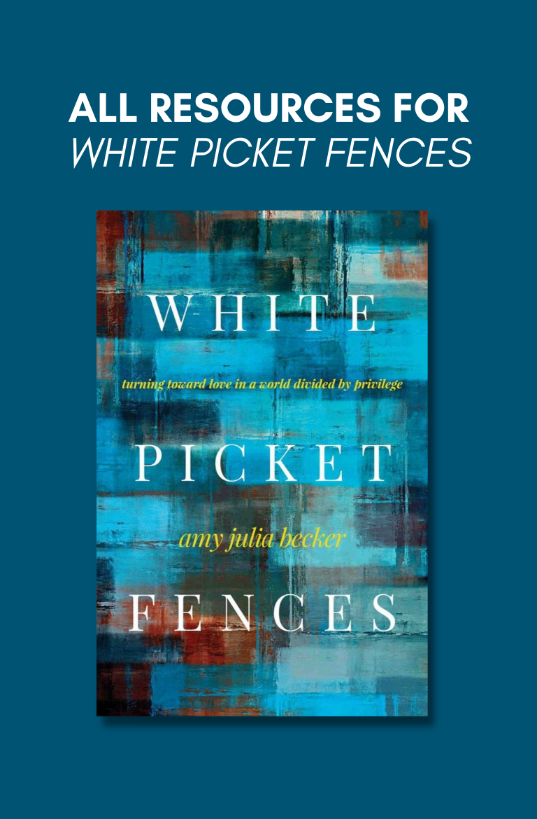 blue graphic with a picture of White Picket Fences book and text that says all resources