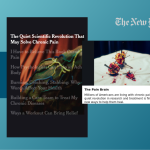 gradient blue graphic highlighting articles on pain from the New York Times