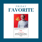 blue graphic with white square, text that says Friday Favorite, and a screenshot of the Time article mentioned in post