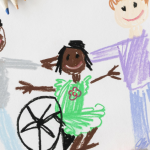 crayon drawing of friends with disability