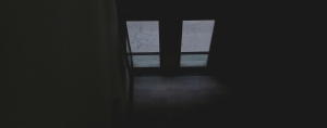 dark window in a building
