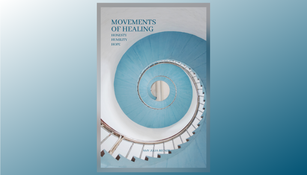 gradient blue graphic with cover of Movements of Healing guide