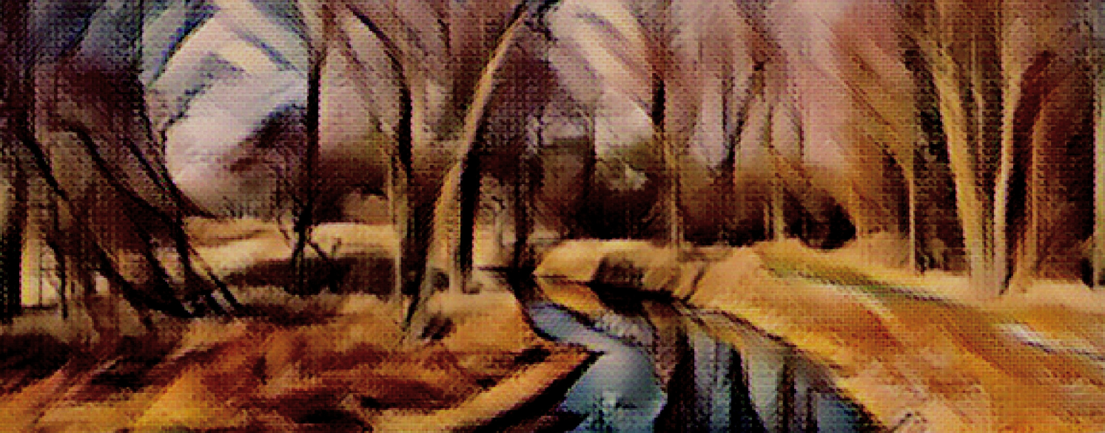 stream and trees photo with painting filter