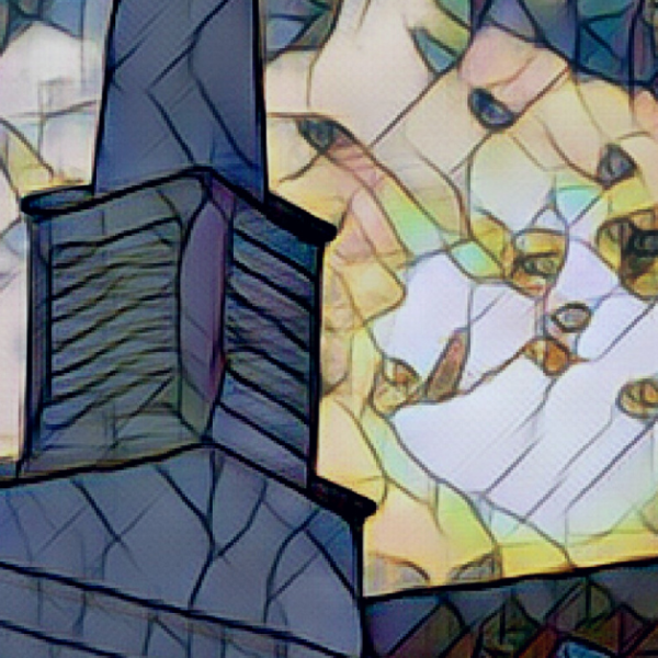 painted filter over church steeple picture