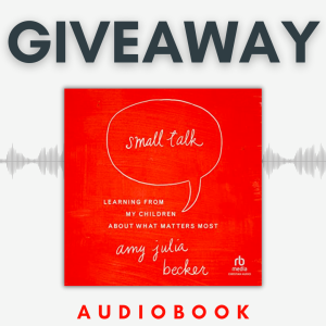 graphic with the audiobook cover of Small Talk, soundwaves, and text that says Giveaway
