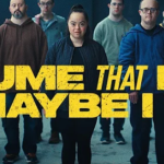 screenshot of "Assume that I can" ad which shows a young woman with Down syndrome surrounded by young men with Down syndrome and yellow text overlay that says, "Assume that I can so maybe I will."