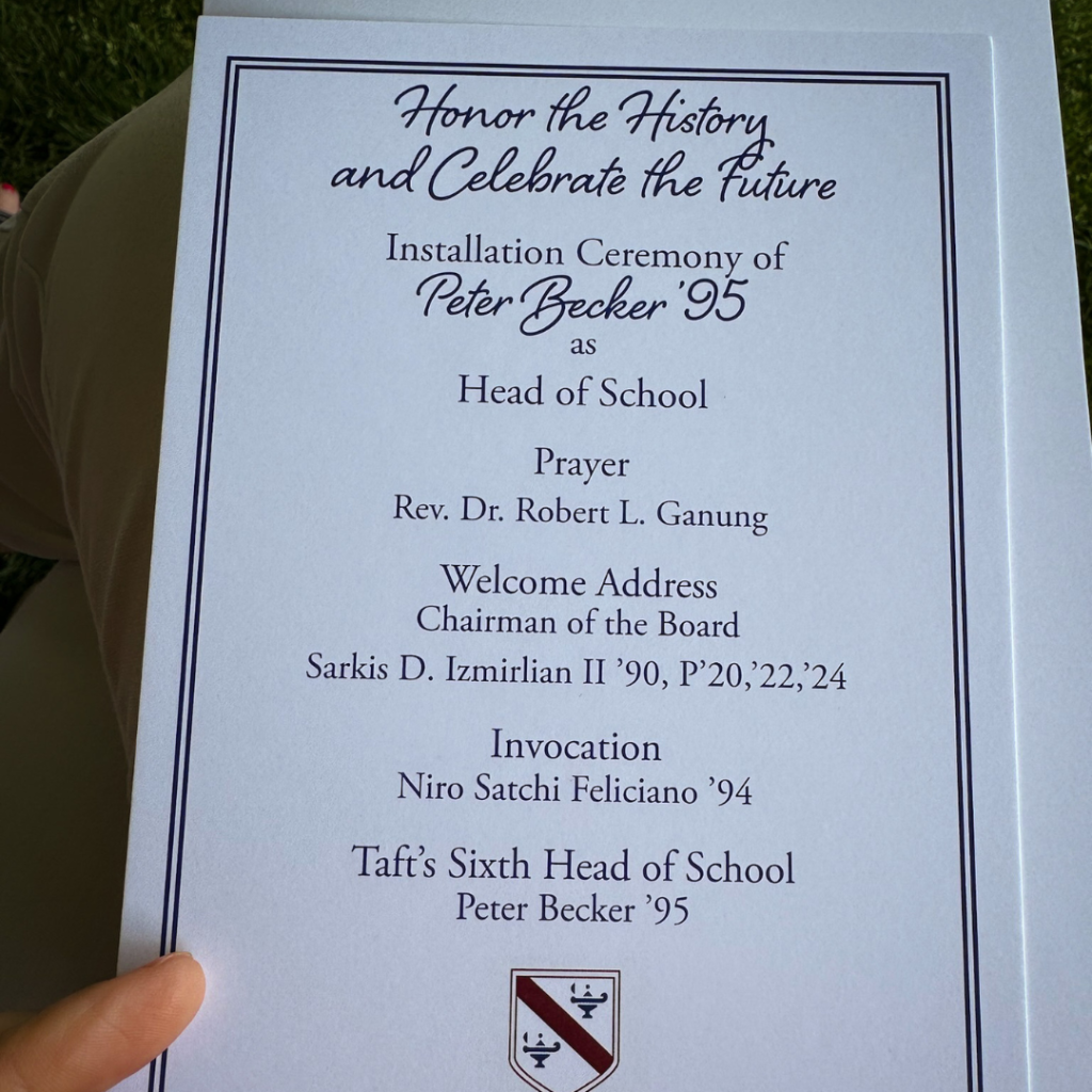 the program for Peter's installation ceremony