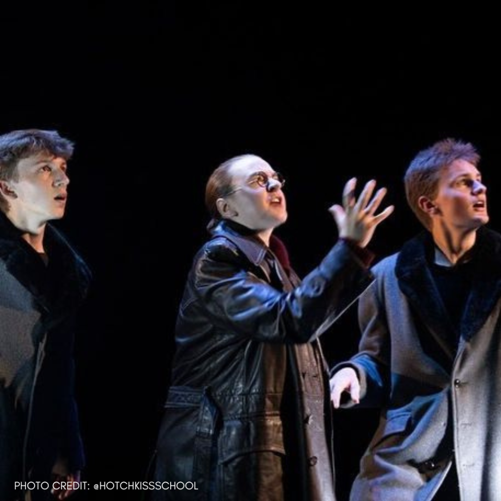 photo of William and two other guys performing in Hamlet
