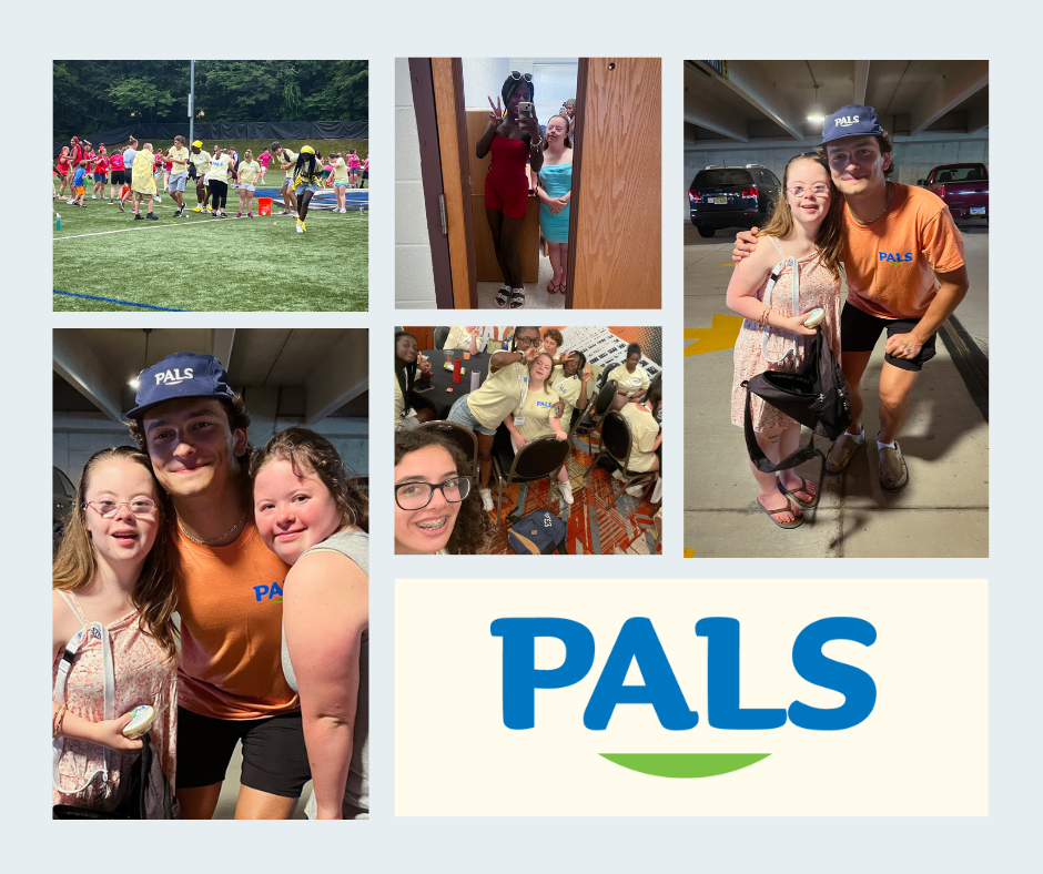 collage of photos of Penny at Camp Pals with friends