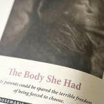 an open Plough magazine featuring an article titled "The Body She Had" by Rosemarie Garland-Thomson.