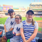 collage of the Becker family at Yankees games