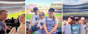 collage of the Becker family at Yankees games