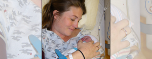 I'm holding newborn Penny in a hospital bed