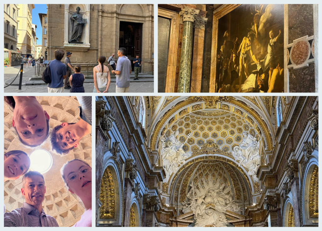 collage of family photos of italy trip