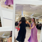 polaroid collage of Penny and her friend Grace at the Down Syndrome Gala