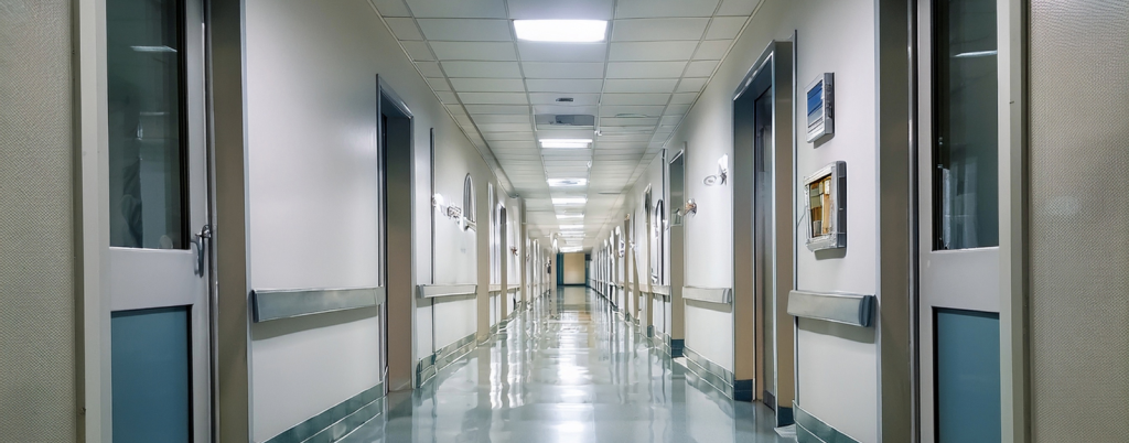 dark, empty hospital hallway