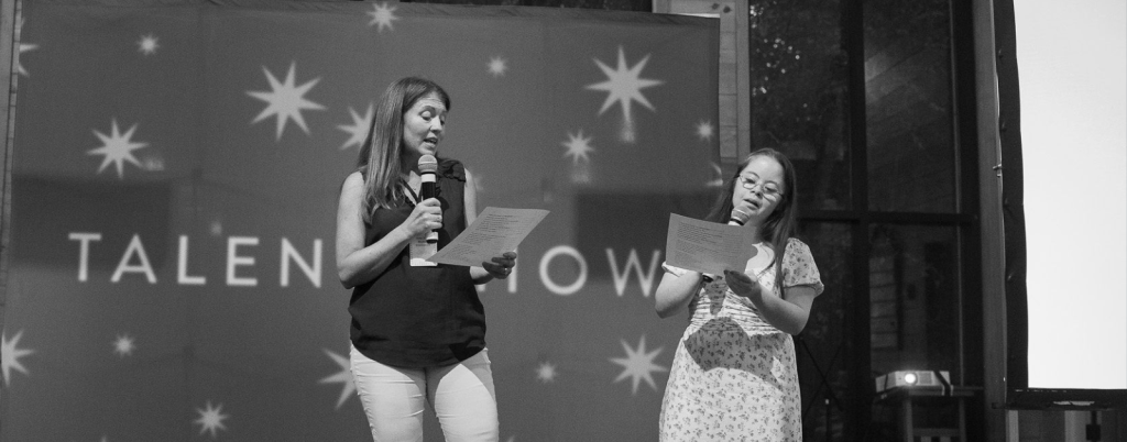 Penny and I on stage at the Hope Heals Camp talent show