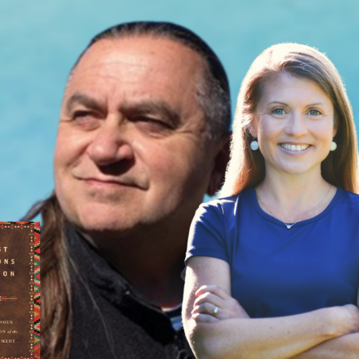 AJB-featured (7) gradient blue graphic with a cutout picture of Terry Wildman and the Love Is Stronger Than Fear podcast logo